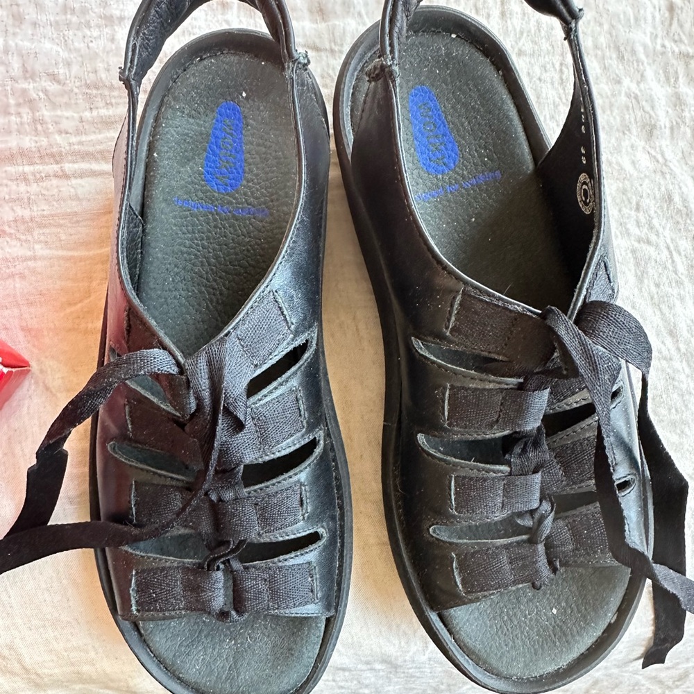 Worn twice Wolky sandles  size 39 style Lily.Platform w/ties.